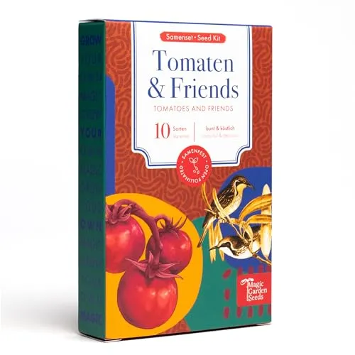 Tomaten & Friends - 10 samenfeste Tomaten- und Kräutersorten - bunt & köstlich - Einsteiger-Saatgutset als kleines Geschenk oder für den Eigenbedarf