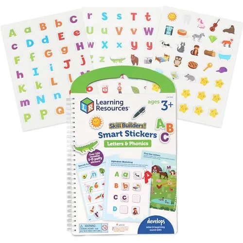 Learning Resources Skill Builders Smart Stickers Buchstaben & Phonics, Lernbuch mit Stickern ab 3 Jahren
