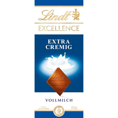 Lindt EXCELLENCE Extra Cremig - Vollmilchschokolade | 100 g Tafel | Zartschmelzende Edel-Milchschokolade mit cremig-milchigem Aroma | Intensiver, langanhaltender Geschmack | Schokoladengeschenk