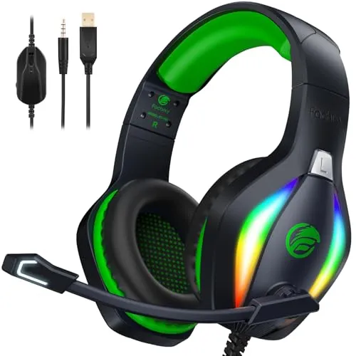 Fachixy FC100 Gaming Headset - PS4, PS5, PC, Xbox, Nintendo Switch - Headset für Gamer mit Surround Sound und Noise Cancelling für ein immersives Klangerlebnis. Leicht und bequem für stundenlanges Spielen!