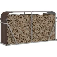 vidaXL Kaminholzunterstand Braun 180x45x100 cm aus verzinktem Stahl - Aschesauger in stabiler Bauweise, ideal für die sichere und ordentliche Holzaufbewahrung im Garten, wetterfest durch galvanische Beschichtung und mit guter Belüftung für trockenes Holz.