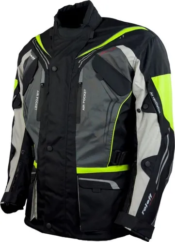 Roleff RO15113 Motorradjacke – Schwarz-Grau-Neongelb, wasserdicht & atmungsaktiv