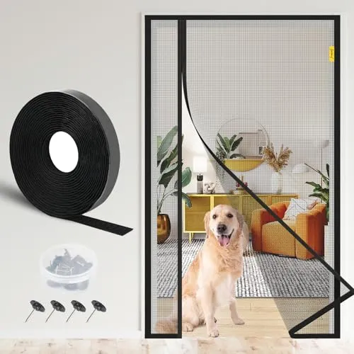 fowong Fliegengitter Balkontür Magnet 90x210cm – Reißfestes Katzenschutzgitter ohne Bohren