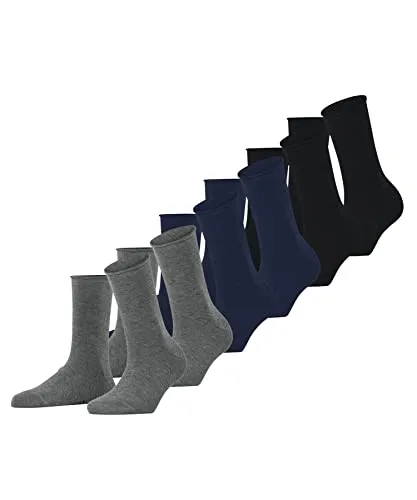 FALKE Damen Socken Happy Multipack W So Baumwolle, 6 Paar in Blue Grey Mix - Sportsocken aus atmungsaktiver Baumwolle für hohen Tragekomfort, mit rutschfreiem Sitz und strapazierfähiger Qualität – ideal für Sport und Alltag.