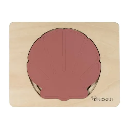 Kindsgut Tierpuzzle, Lagenpuzzle, Lernspielzeug aus Holz, praktische Größe für zuhause und unterwegs, Muschel