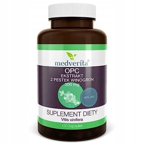 MEDVERITA - OPC Traubenkernextrakt 300mg - Nahrungsergänzungsmittel mit Pflanzenextrakten - 1 kapseln pro Tag - 120 kapseln