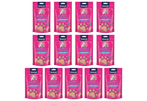 Vitakraft Katzensnack Mininos Lachs Snack in Scheiben - Katzensnacks mit 100% Lachs, reich an Omega-3-Fettsäuren, ideal für verwöhnte Katzen und als gesunde Belohnung.