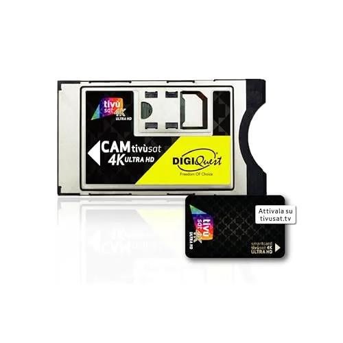 Digiquest CAM tivusat 4K Ultra HD - Kanal-fähiges Gerät für DAZN, inklusive Smartcard und keine monatlichen Abos erforderlich