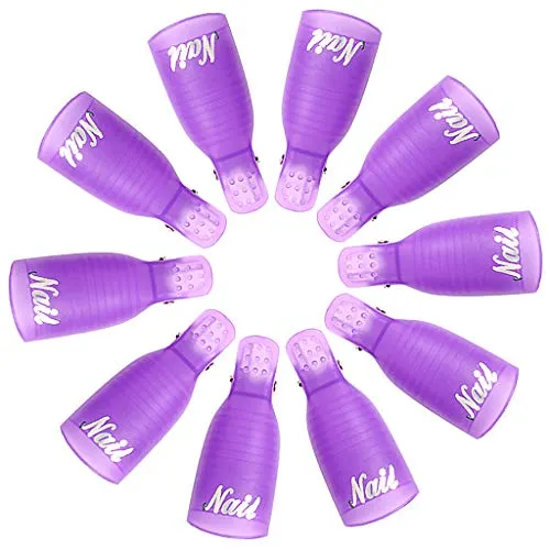 XYGK Nagellackentferner Clips 10 Stück Set, Nagel Clips, Acryl Gelpolitur Klammern, Gelpolitur Entferner Nägel, Nails Art Gel Cap für Zehennägel & Finger UV Maniküre (Lila)