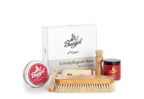 Burgol Schuhpflegeset Basic mit Schuhpomade und Wachs in rot von Burgol