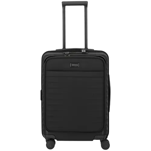 TITAN Upgrade Trolley S23 - 4-Rollen Vortasche Nightshade black - Trolley für Geschäftsreisen mit flexibler Vortasche für optimale Organisation. Robustes Polycarbonat, TSA-Schloss und 10 Jahre Garantie bieten Sicherheit und Funktionalität.
