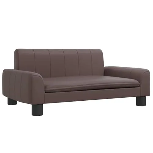 vidaXL Kindersofa Braun 70x45x30 cm Kunstleder - Ecksofa für Kinder, bequemes und sicheres Design mit dickem Schaumstoff und robustem Kiefernholzrahmen, ideal für kleine Entspannungsoasen im Kinderzimmer.