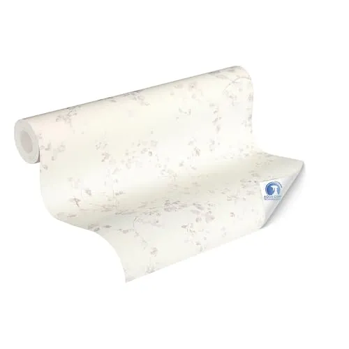 Livingwalls vorgeleimte Vliestapete DESIGNDROP - Tapezieren ohne Kleister - Creme, Violett - Florale Tapete Made in Germany - 784971