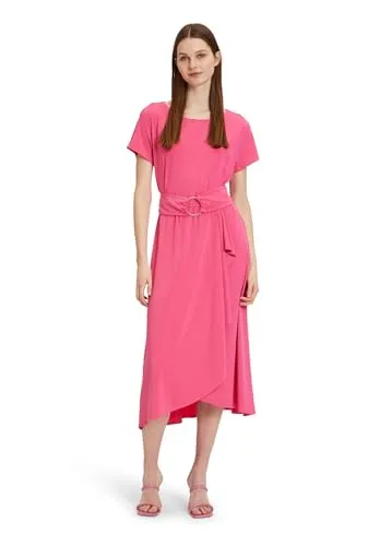 Betty Barclay Damen Midikleid mit Volant Pink Flambé, 36 - Freizeitkleid für Damen mit raffiniertem Wickel-Design, das die Figur betont und höchsten Tragekomfort bietet. Ideal für Sommeraktivitäten und vielseitig kombinierbar für verschiedene Anlässe.