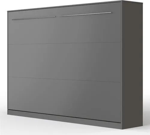 SMARTBett Schrankbett Standard Anthrazit 140 Horizontal - Schrankbett mit Gasdruckfedern für müheloses Öffnen, integriertes Regal für persönlichen Bedarf, und robuste Bauweise mit einer Traglast von bis zu 300 kg.