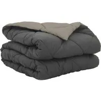 vidaXL Sommerdecke Hellgrau und Anthrazit 220 x 135 cm - Stylische Sommerdecke aus weicher Mikrofaser für angenehme Nächte. Leicht und atmungsaktiv, ideal für warme Temperaturen. Pflegeleicht und maschinenwaschbar, perfekt für jedes Schlafzimmer.