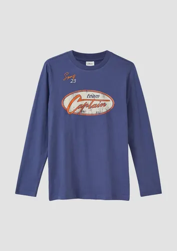 s.Oliver Langarm-Jerseyshirt mit Print und Stickerei
