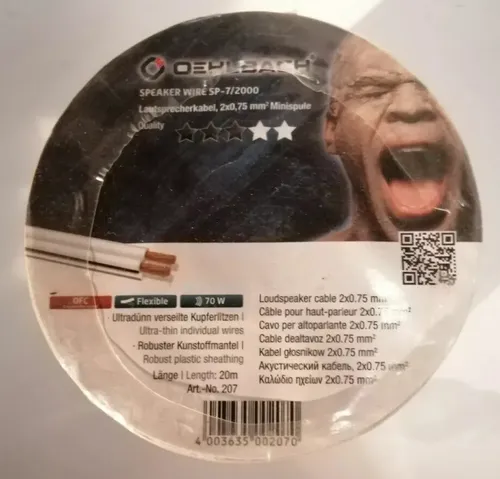 Oehlbach! Speaker Wire SP-7/2000 Glasklar/Transparent 2x0,75mm² 20m Art.Nr.207**