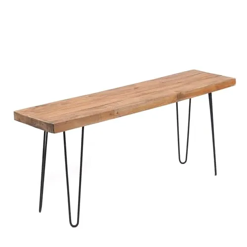 DESIGN DELIGHTS RUSTIKALE SITZBANK BOHLE | 50x120 cm in beige von Design Delights