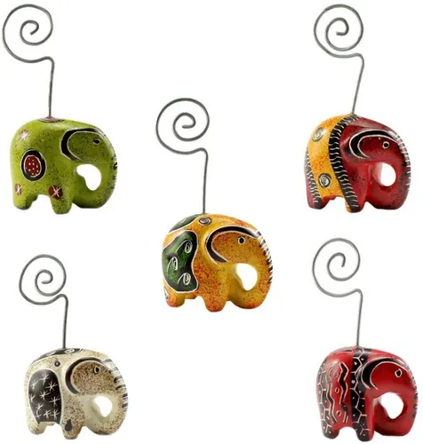 Budawi® - Elefant Figur Kartenhalter, Glückselefant aus Speckstein Dekoelefant