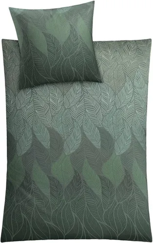 Kleine Wolke Bettwäsche Jamiro, Mako-Satin, 2-teilig mit Blättern - Bettwäsche-Sets mit Dschungel-Feeling, großzügigem Blattdesign und praktischem Garantie-Reißverschluss für einfaches Beziehen.