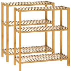 Casaria 2x Standregal Bad Schuhregal Holz Bambus 3 Etagen