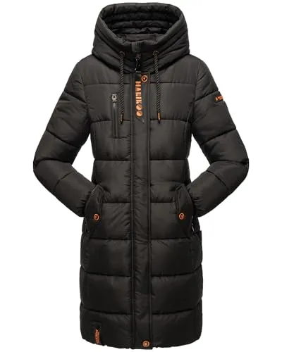 MARIKOO Damen Winter Jacke Stepp Parka Mantel Winterjacke warm gefüttert Yuikoo XS-XXL (DE/NL/SE/PL, Alphanumerisch, L, Regular, Regular, Schwarz)