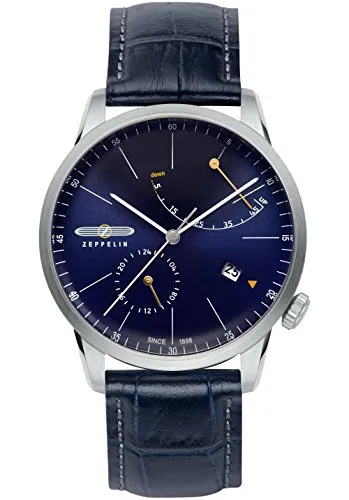 Zeppelin Automatic Watch 7366-3 - Elegante Herrenarmbanduhr mit blauem Zifferblatt, Edelstahlgehäuse und hochwertigem Lederarmband – perfekt für stilbewusste Männer.