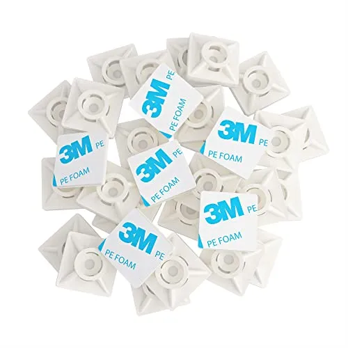 intervisio Klebesockel für Kabelbinder 19 mm x 19mm Montagesockel kabelbinderhalter Set Schraubsockel Selbstklebend Kabelschelle Klebepads Kabelhalter, weiß