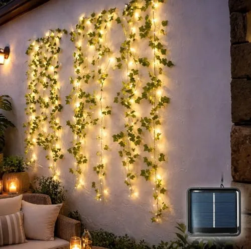 Lunartec Efeu-Lichterkette: 120 LEDs, 8 Modi, 12 Meter in grün von Lunartec