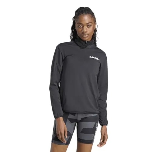 adidas Damen Terrex Multi Climawarm Half Zip Tech Fleece Jacket - Schwarz, XL - Fleecejacke für Damen mit regulärer Passform, aus 84 % recyceltem Polyester und 16 % Elasthan, bietet optimale Wärme und Komfort beim Outdoor-Sport.