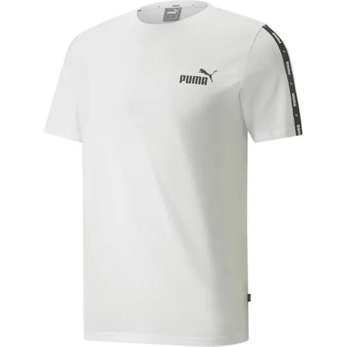 PUMA T-Shirt ESS+ TAPE TEE weiß XL (56/58) - Sportliches Herren-Shirt aus 100% Baumwolle, perfekt für Fitness und Freizeit. Der Rundhalsausschnitt und der reguläre Schnitt sorgen für optimalen Tragekomfort.