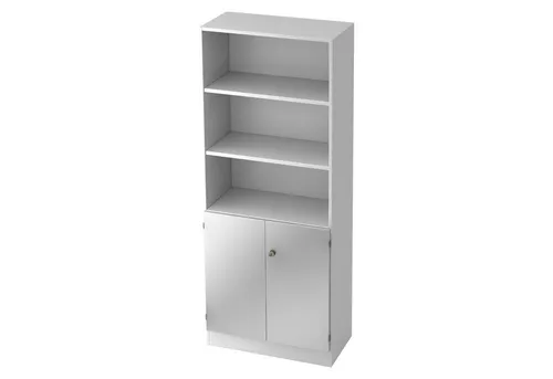 bümö Aktenregal office Regalschrank - 5 Ordnerhöhen, Dekor: Weiß/Silber