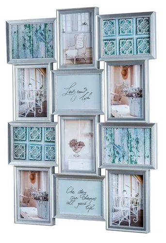 Levandeo® Bilderrahmen Collage 54x72cm in silber von Levandeo