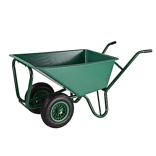 DEMA Gartenschubkarre SK130 Twin – 130 L, 2-Rad Schubkarre/Schiebkarre/Hofkarre, belastbar bis 150 kg, robust & stabil, ideal für Garten, Baustelle & Transport
