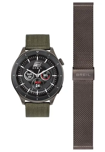 Breil Uhr Herren BC-1 Ziffernblatt SCHWARZ Bewegung SMARTWATCH SMARTMODULE e MASCHENBAND Stahl/GEWEBE GRÜN, GRAU TW2034