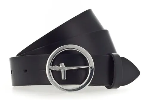 Tamaris Ledergürtel Essential Classics schwarz 80 - Hochwertiger Gürtel aus 87% Leder, zeitloses Design mit Logo-Prägung, ideal für jeden Anlass.