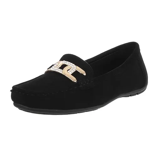 Ital-Design Mokassin mit Glitzerdetails für Damen, vielseitig und bequem Slipper (91554487) Flach Mokassins in Schwarz