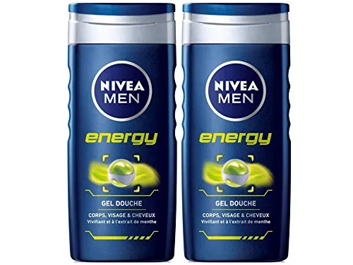 Nivea Bath Care – Duschgel und Shampoo Energy Men 250 ml – Lot de 2