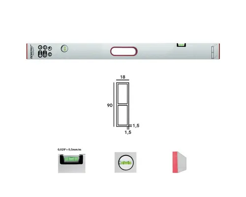 DEWEPRO Wasserwaage DEWEPRO Alu Richtlatte Setzlatte - 2 Libellen und Handgriff 120cm 1,2m