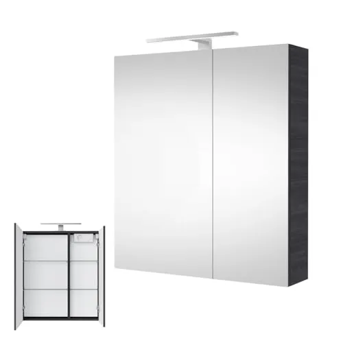 Spiegelschrank mit LED Beleuchtung 60cm (anthrazit)