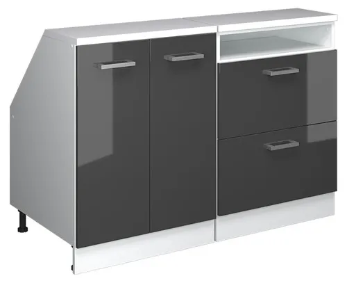 Vicco Unterschrank R-Line, Anthrazit Hochglanz/Weiß, 120 cm 2er Set - Der ideale Küchenschrank für Dachschrägen: Das 2er Set R-Line maximiert Ihren Stauraum mit 60 cm Tiefe und bietet Platz für Geschirr und Vorräte. Stabil und langlebig, perfekt für den täglichen Einsatz.