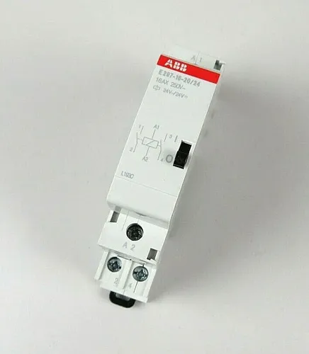 ABB E297-16-11/230 Installationsrelais 230 VAC, 16 A - Druckschalter für zuverlässige Verbraucher-Steuerung, ideal für Beleuchtung und Klimaanlagen, mit geringer Verlustleistung für störungsfreien Betrieb.