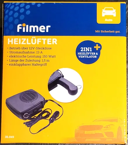 Filmer PKW Heizlüfter Scheibenenteisung Zusatzheizung 12V-Steckdose 1,5m 36.049