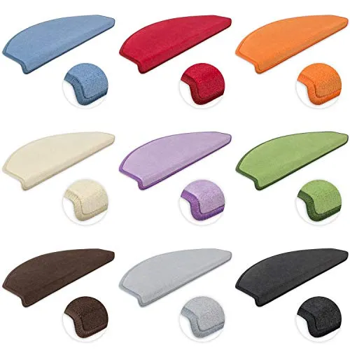 Kettelservice-Metzker Stufenmatten aus Vorwerk Teppich - Halbrund Sparset Kaffeebraun 15 Stück