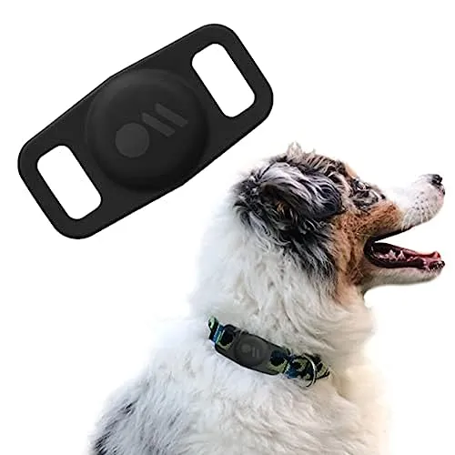 Case-Mate Halterung für Apple Air-Tags Hundehalsband [Kratzfeste Haustierhalsband Hülle | Air-Tag Hundehalsband | Schützende Air-Tag Hülle Hund | Air-Tag Anhänger Hund / Katze] - Schwarz