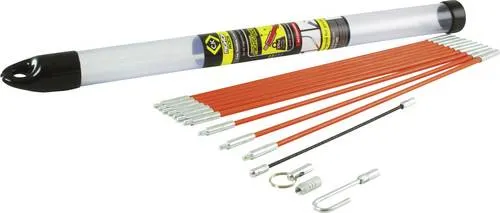 C.K Kabel-Einziehstangensatz 3,3m T5411 - Flexible Einziehhilfe für einfache Kabelverlegung, inklusive 10 Stäbe à 33 cm und Miniöse für optimale Handhabung. Ideal für professionelle Elektriker und Heimwerker.