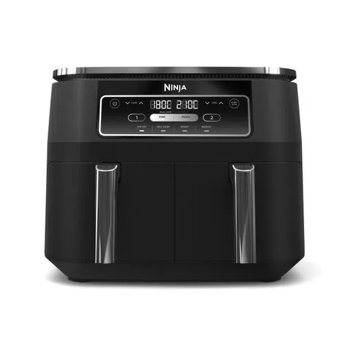 Ninja AF200EU Foodi 4-in-1 Dual Zone Heißluftfritteuse - Fritteusen mit 7,6 l Volumen und 2400 Watt Leistung, ideal für gesunde Mahlzeiten ohne Öl und mit Antihaft-Technologie.