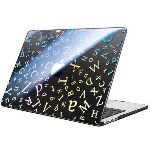 Fintie Hülle Kompatibel mit MacBook Air 13.6 Zoll M4 M3 M2 (2025-2022) A3240 A3113 A2681, Ultradünne Hartschale Schutzhülle Snap Case Kompatibel mit MacBook Air 13.6 Zoll, Alphabet