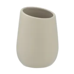 Wenko-Wenselaar GmbH & Co. KG WENKO Zahnputzbecher Badi Beige Keramik, Ø 8 x 11 cm, Puristischer Zahnputzbecher in moderner Farbgebung, 1 Stück 24129100